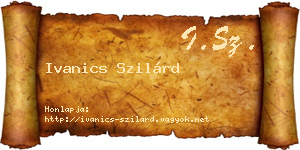 Ivanics Szilárd névjegykártya